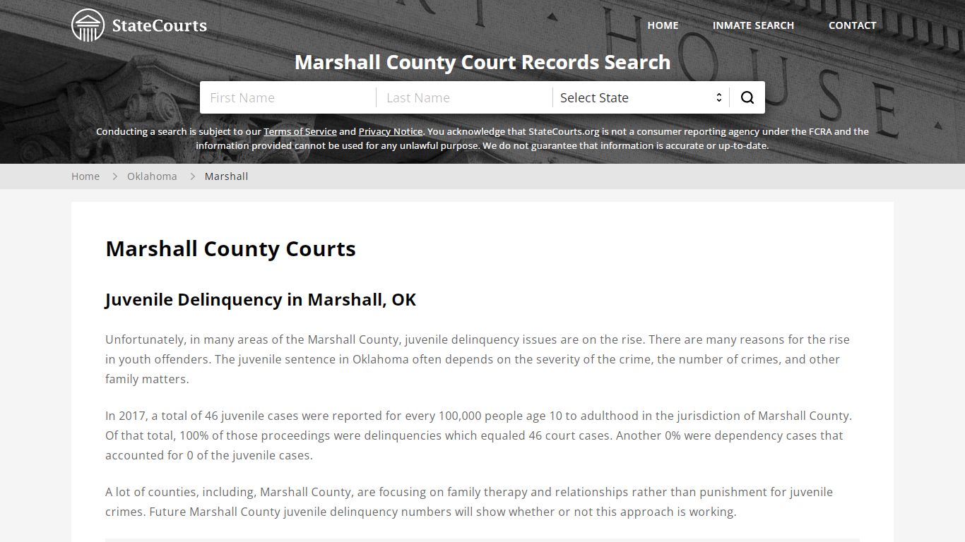 Marshall County, OK Courts - Records & Cases - StateCourts