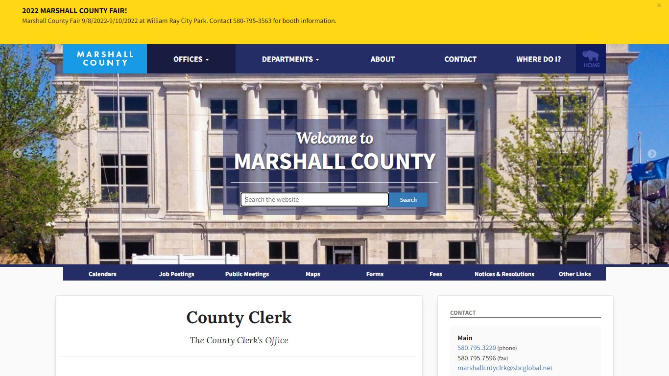 County Clerk - Marshall County, Oklahoma